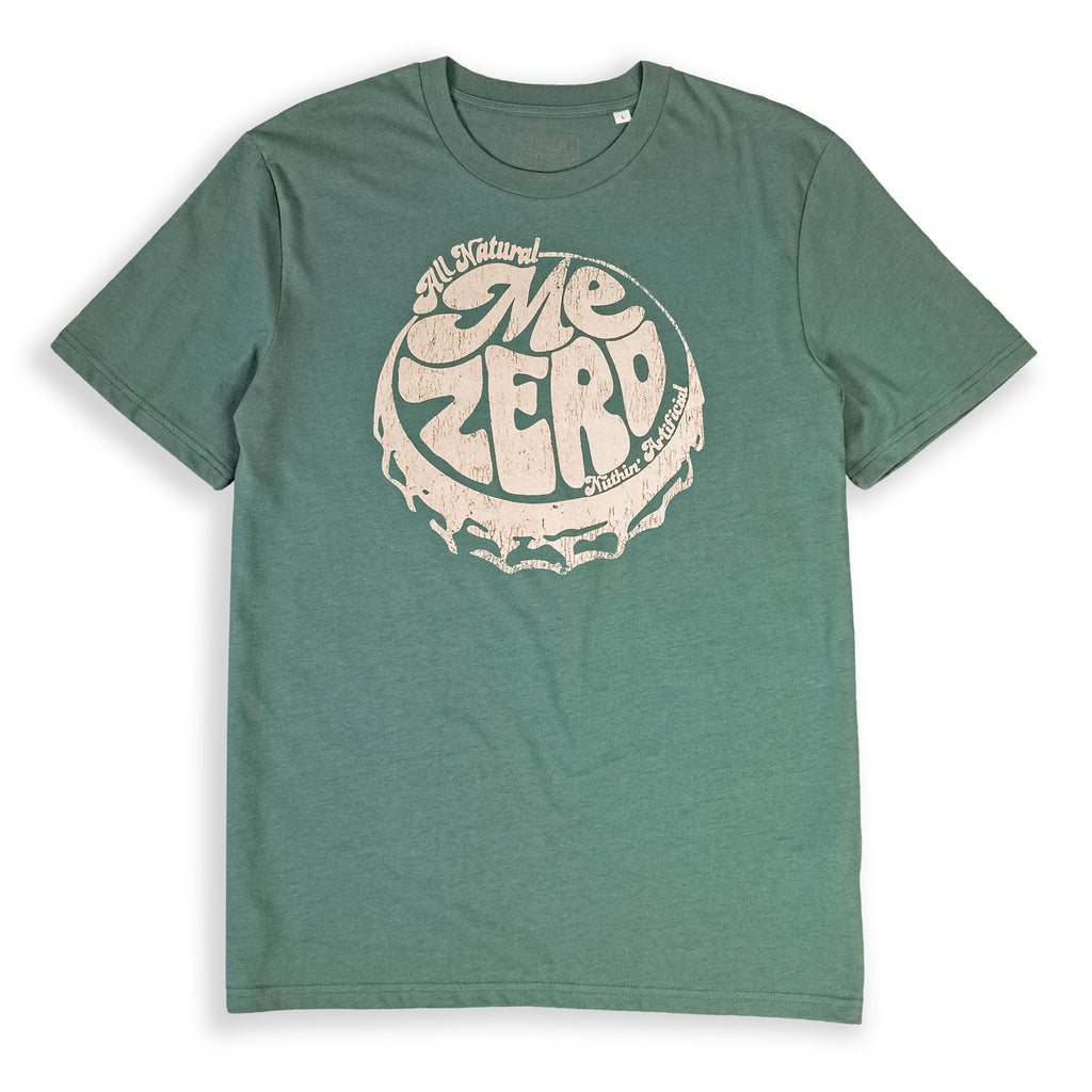 Me Zero bottle cap t-shirt hand printed 100% organic cotton t-shirt