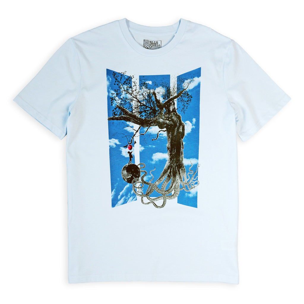 Temptation. Sci-fi tree t-shirt hand printed organic cotton t-shirt