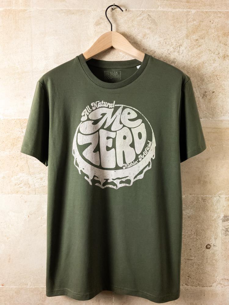 Me Zero bottle cap t-shirt hand printed 100% organic cotton t-shirt