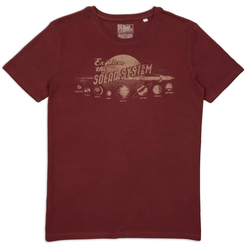 Explore the Solar System t-shirt hand printed organic cotton t-shirt