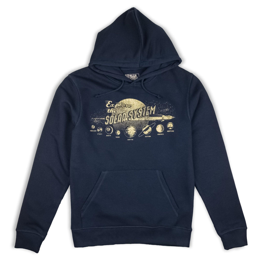 Explore the Solar System hoodie hand printed organic cotton hoodie