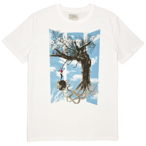 Temptation. Sci-fi tree t-shirt hand printed organic cotton t-shirt